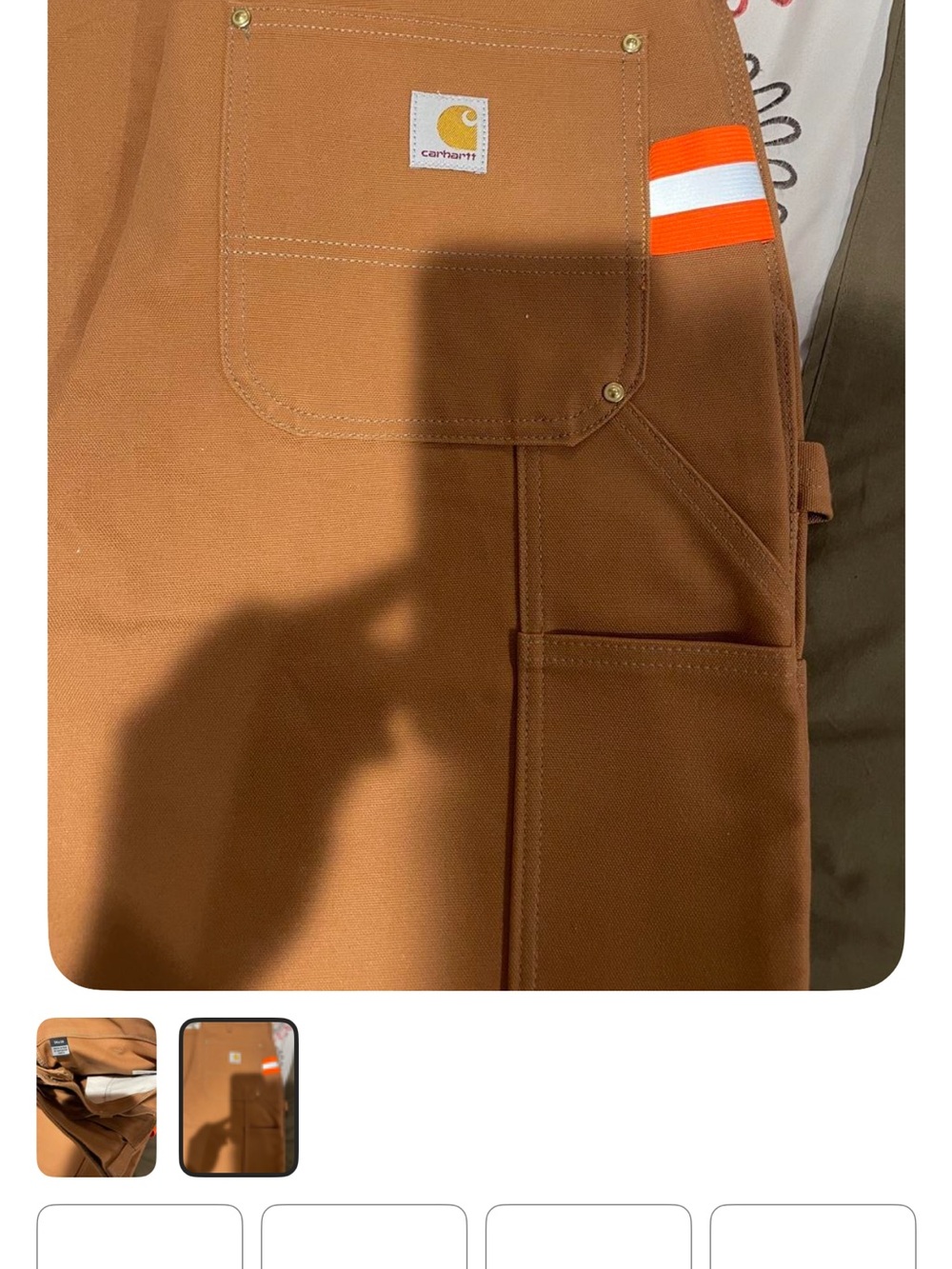 Carhartt Men’s Brown Canvas Cargo Pants with Orange Reflective Stripe